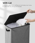 SOLEDI Slim Laundry Hamper with Lid, Narrow Laundry Basket with Removable Bags, Dirty Clothes Hamper with handle, Small Hampe