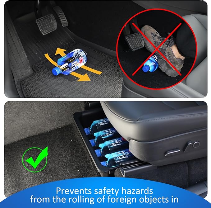 GEEDAR Under Seat Storage Box Organizer for Tesla Model Y (1 pack), Upgraded ABS + TPE Double Layer Hidden Storage Box, Washable Underseat Storage Organizer fit Tesla Model Y Accessories 2021-2024
