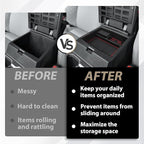 Muslogy Center Console Organizer Compatible with Toyota Tacoma 2024 2025 2026 Accessories Middle Console Storage Box ABS Material with Anti-Slip Mats Interior Insert Tray (Red)