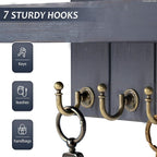 Pine Wood Key Holder Wall Mount for Home Decor - Stylish Key Holder for Wall with Shelf and 7 Key Hooks for Mail Organizer - 