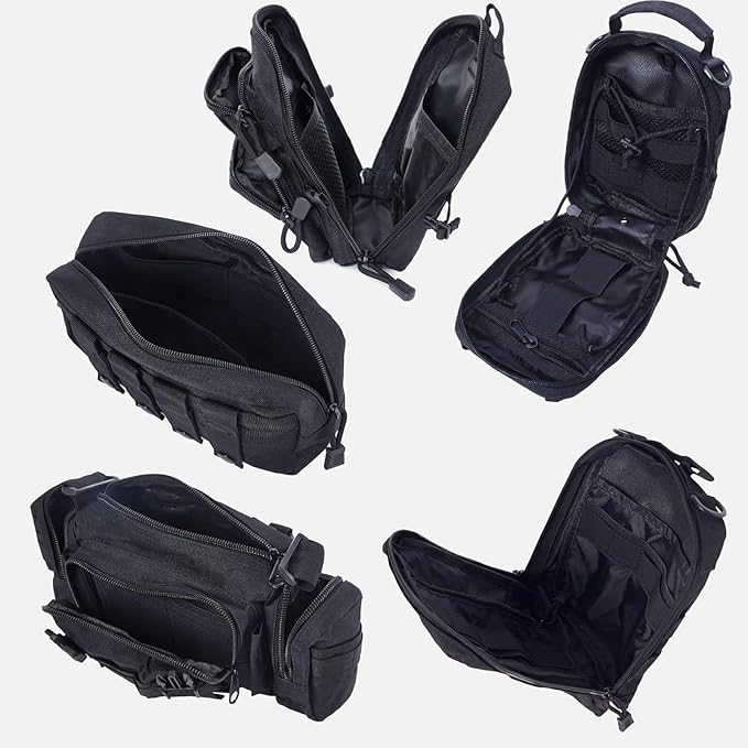 Universal Tactical Car Seat Back Organizer Bag Tactical Molle Vehicle Organizers Panel Vehicle Protector Organizers with 5 Detachable Pouches for Car Truck Ford Jeep (Model A-Black)