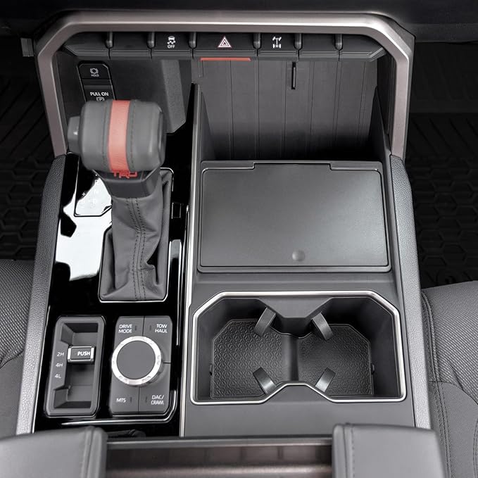 Center Console Hidden Organizer Compatible with 2022 2023 2024 2025 2026 Toyota Tundra and 2026 Toyota Sequoia Accessories OEM Secret Compartment Storage Box Press Open(Fit SR/SR5/Limited/TRD Pro)