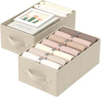 Collapsible Organizer Boxes, Fabric Storage Bins, Cube Baskets for Organizing Home, Office and Closet, Grey and Beige, 2 Pack