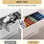 2 Pack 48-Cell Fabric Sock Organizer and Tie Organizer For Men - Fabric Foldable Drawer Divider for Socks, Underwear, Ties an