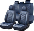 Coverado Car Seat Covers Full Set, Luxury Faux Leather Seat Covers for Cars, Waterproof Car Seat Protector, Blue Car Seat Cov