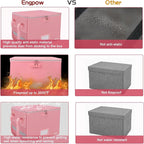 ENGPOW File Box with Lock, Fireproof Document Box with Pockets, Collapsible File Organizer Filing Storage Cabinet with Handle