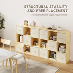 EXPERLAM 9 Cube Storage Organizer - Solid Wood Bookshelf with 5 Storage Bins, Cube Shelf with 3 Removable Back Panels, Vertic