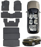 Floor Mats & Large Trunk Mat for 2016-2024 2025 Dodge Durango（Only Fit 6 Seats）-2nd Row Bucket Seat,TPE All Weather Protection 3 Rows Car Floor Liners with Large Cargo Liners