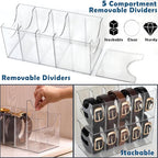 Belt Organizer - 2 Pack Clear Stackable Belt holder For Closet Drawer Storage - 5 Compartments with Removable Dividers, Multi