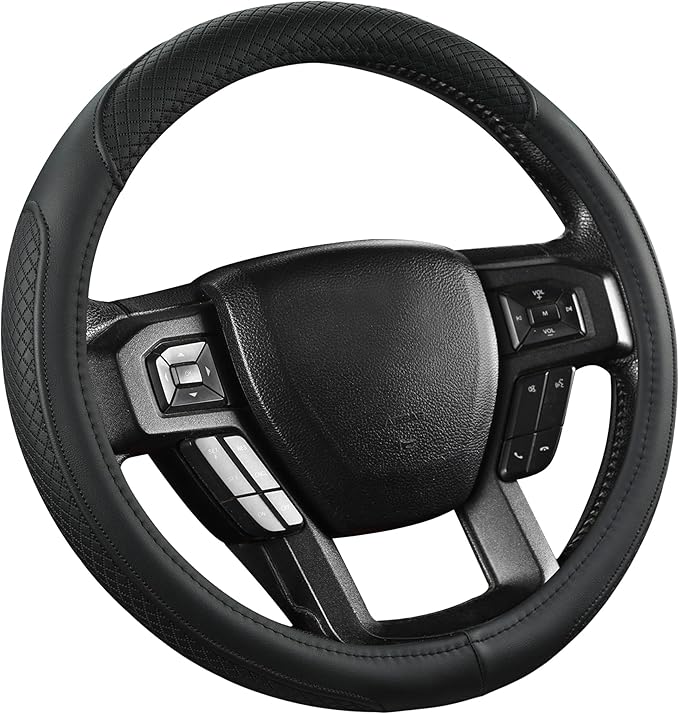 West Llama Customized Auto Car Steering Wheel Cover for Ford Escape,Explorer,Fusion,Focus,Bronco,Transit,Edge (Black- Standar