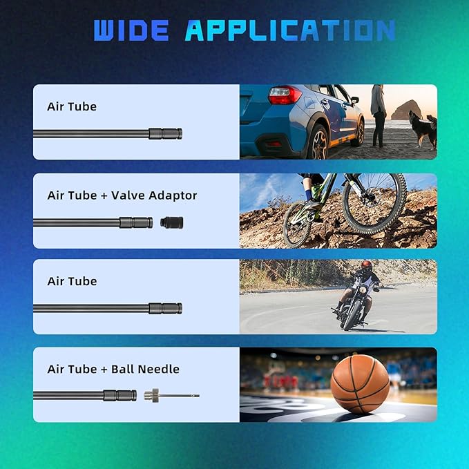 CYCPLUS Electric Air Compressor Portable Bicycle Pump Car Tire Inflator, Max 150 PSI, Auto Shut-Off Air Pump with Presta and Schrader Valves for All Bicycles Motorcycles and Cars