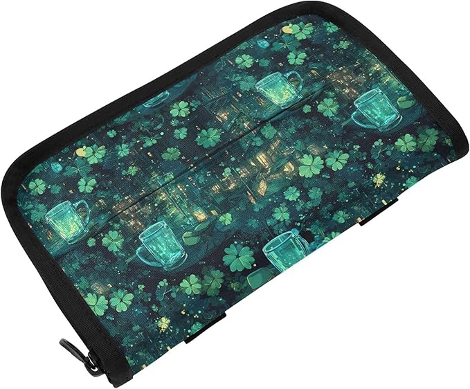 Car Tissue Holder Car Visor Organizer Tissue Box Holder for Car Sun Visor Organizer with Car Vehicle Accessories Essentials Interior for Women Men Teal Glowingmugs Clovers Lights St.Patrick
