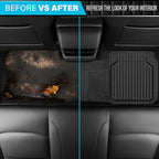 CAR PASS Heavy Duty Rubber Rear Car Mat, Deep Dish Car Floor Mats All Weather, Universal Trim to Fit for SUV Trucks Sedans, Odorless Waterproof Anti-Slip, Easy to Clean Car Mats (Black Rear)