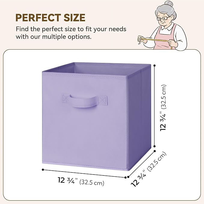 GRANNY SAYS Cube Storage Bins, 13 Inch Cube Storage Organizer, Fabric Storage Bins, Storage Cubes for Shelves, Closet, Purple