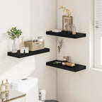 Black Floating Shelves for Wall 24 Inches Long, 12" Deep Wall Shelves 2" Thick, Heavy Duty Shelf for Bedroom, Bathroom, Livin