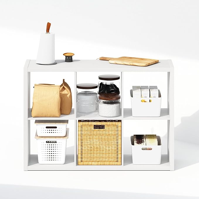Furinno Cubic Closet Organizers and Storage, 6-Cube Closet Organizer, Open Shelf Closet Storage, Extra Thick Frame for Wardro
