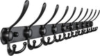 Dseap Coat Rack Wall Mount - 38” Long 10-Tri-Hooks Heavy Duty Coat Hanger Rail Wall Hooks for Hanging Coats Hats Clothing Clo