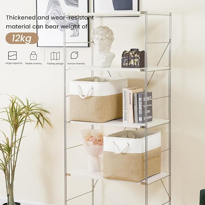 Large Storage Baskets- 16x12x12 inch Storage Bins for Shelves and Closet Organizing, Foldable Fabric Bin for Home Organizatio