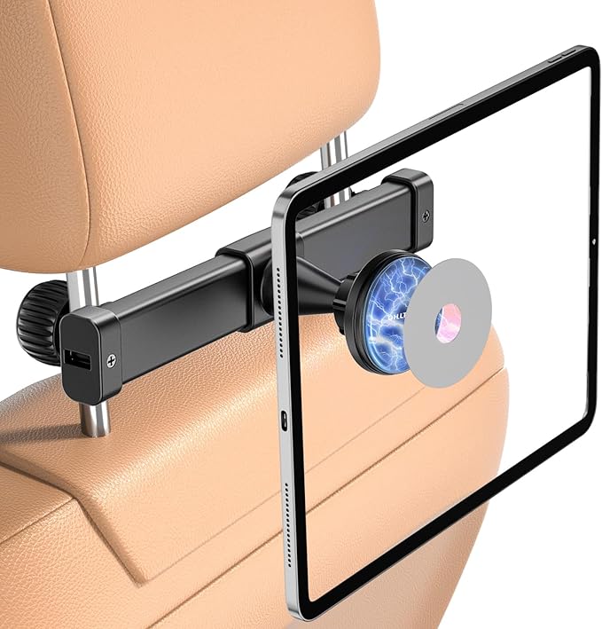 OHLPRO 2-Pack Magnetic Headrest Tablet Holder for Car Back Seat iPad Mount Compatible with Magsafe Phones Tablet iPad Pro Air Mini Galaxy Tab and Devices for Kids, Road Trip Essentials