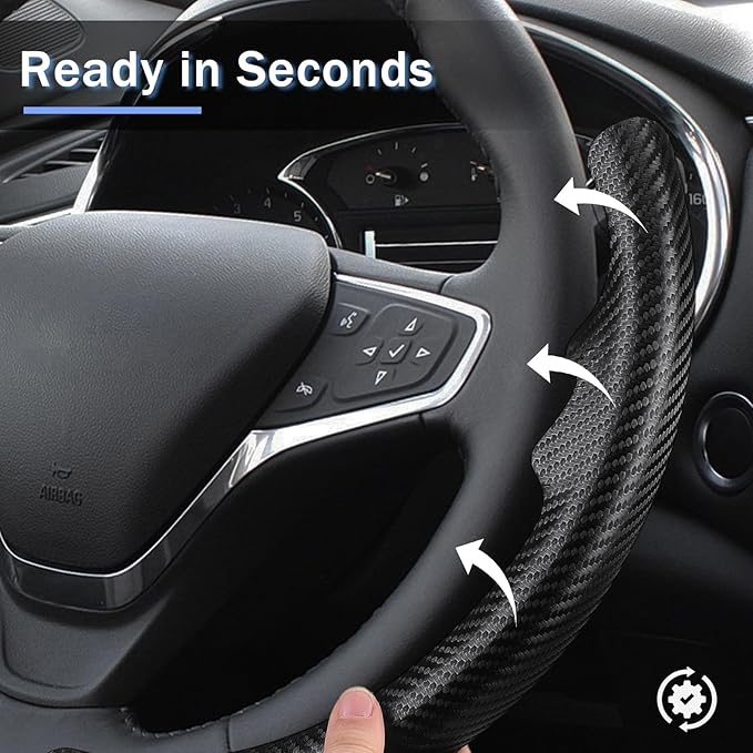 Steering Wheel Cover for Chevy Malibu 2016-2024/ Equinox 2018-2024/ Bolt EV 2017-2021/ Volt 2016-2019, Car Steering Wheel Cover for Chevrolet (Matte Black)