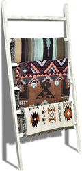FUIN Extra Wide 6.4ft Wooden Blanket Ladder Living Room Decorative Wal Leaning Farmhouse Quilt Display Holder Rustic Wood Tow