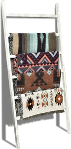 FUIN Extra Wide 6.4ft Wooden Blanket Ladder Living Room Decorative Wal Leaning Farmhouse Quilt Display Holder Rustic Wood Tow