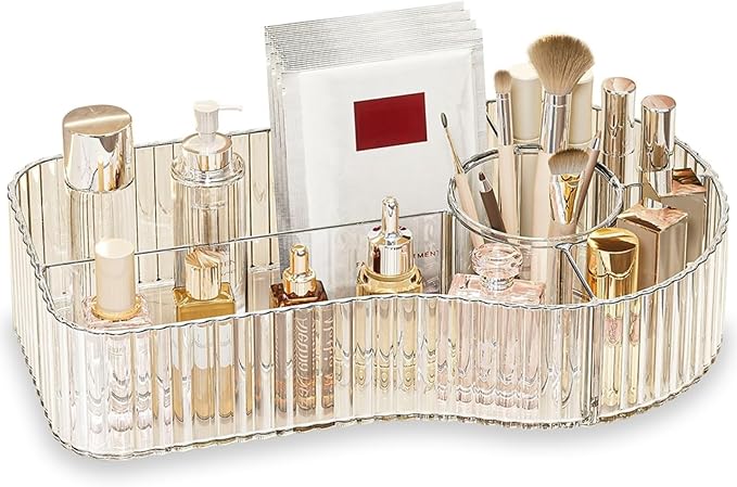 Clear Makeup Organizer Countertop for Vanity Acrylic Skincare Storage and Make up Organization for Desk Cosmetic Display Case