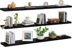 AMADA HOMEFURNISHING 47.2" L Floating Shelves, Wall Shelves Set of 3 for Bathroom/Living Room/Bedroom/Kitchen, Black Floating