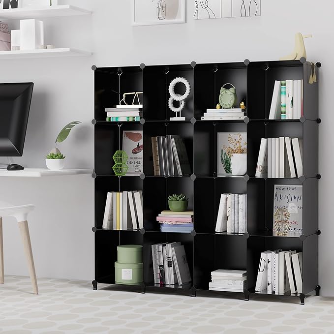 HOMIDEC Closet Organizers and Storage, 16 Cube Storage Organizer, Closet Organizer Bookshelf Cubes Shelves for Clothes, Bedro