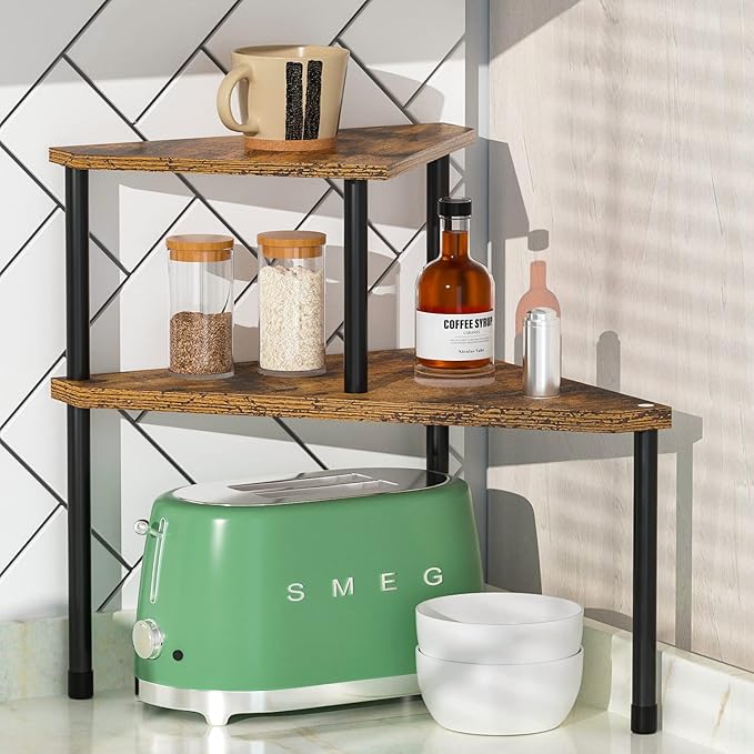 Weenson Kitchen Countertop Organizer Spice Rack for Salt, Bathroom Counter Organizer Over Sink for Toiletries, Makeup, 2-Tier