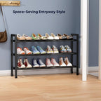 Abiglifty 3-Tier Expandable Shoe Rack,17"-33" Adjustable Shoe Rack for Closet,Metal Shoes Shelves for Front Door Entrance, Ga