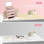 Dajasan Large Jewelry Box Organizer, Jewelry Storage with 3 Drawers, Huge Jewelry Box with Mirror, Gift Idea for Women, Girls