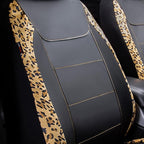 Flying Banner car seat Covers Protects Leopard Printing Velvet Faux Leather Carbon Fiber Front Pair Carbon Fibre (Leopard Bla