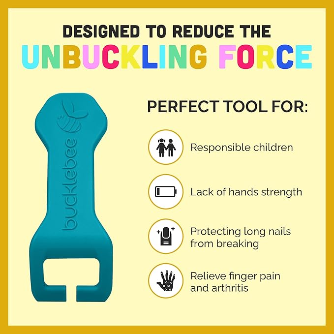 Bucklebee Easy Car Seat Buckle Release Aid for Children Unbuckle Car Seat Release Tool - Button Pusher - Opener for Nails - B