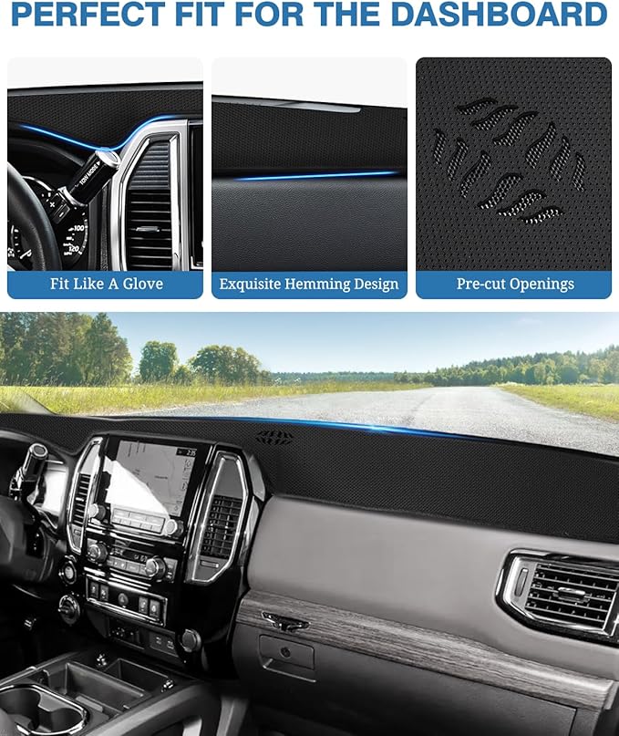 FIILINES Dash Cover for Nissan Titan for 2016-2024, Dashboard Mat Cover Titan Accessories Sunshade Nonslip Mesh Protector No 
