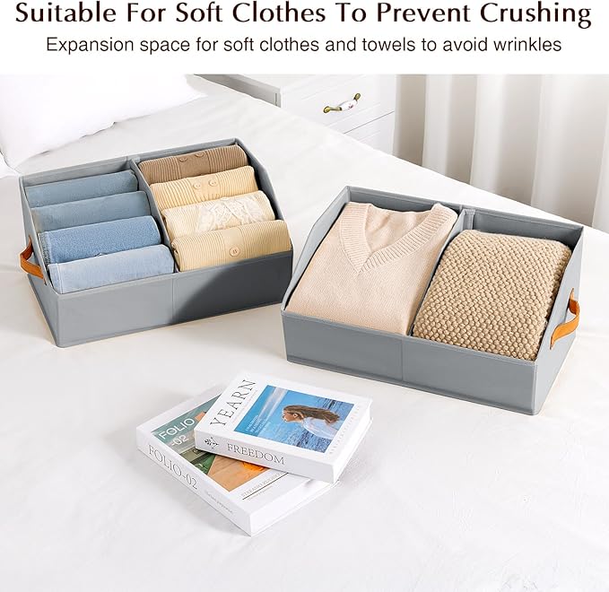 Homsorout Closet Organizers and Storage Bins - 4 Pack Collapsible Divided Trapezoidal Cube Storage Bins Baskets For Organizin