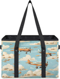 Reusable Grocery Bags Heavy Duty Shopping Bags Foldable Large Tote Bags with Long Handles & Hard Bottom