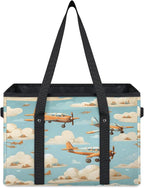 Reusable Grocery Bags Heavy Duty Shopping Bags Foldable Large Tote Bags with Long Handles & Hard Bottom