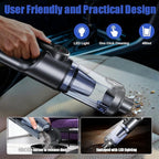 Car Vacuum Portable Cordless-19000 Pa 4 in 1 Handheld Vacuum Cordless Brushless Motor with LED Light and Multi-Nozzles, One-T