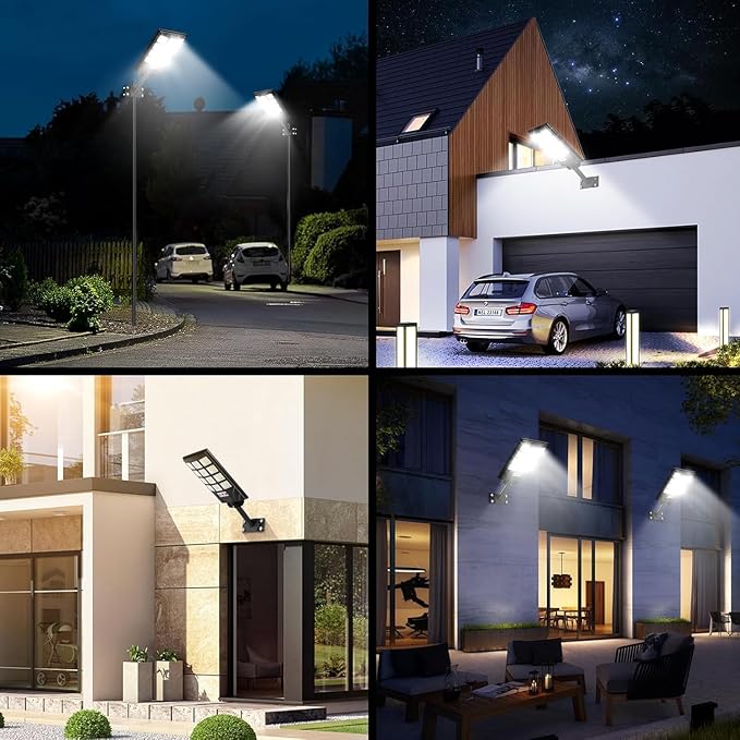 9000W Pro Large Solar Street Lights Outdoor with Thickened Shell, Commercial Grade Street Light Dusk to Dawn, Motion Sensor Solar Security Flood Light Waterproof for Parking Lot, Yard, Driveway, Farm