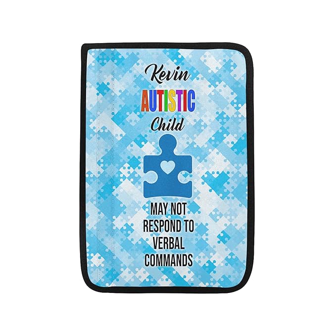 Autistic Child Seat Belt Autism Awareness Seat Belt Cover for Kid Family Special Need Autistic Medical Alert Car Cushion Cover Support Autism Gift Personalized Name 47