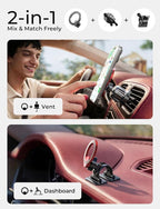 LISEN for MagSafe Car Mount [2026 Strong Magnets] Magnetic Phone Holder for Your Car [Vent&Dash] Magnet Cell Phone Holder Mount Cradle Car Accessories Kits for Men Women Red