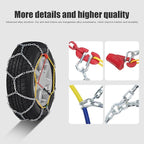 Portable Snow Tire Chains, Semi-Automatic Tighten Snow Traction Chains, Easy Install Emergency Tire Chains for Passenger Cars
