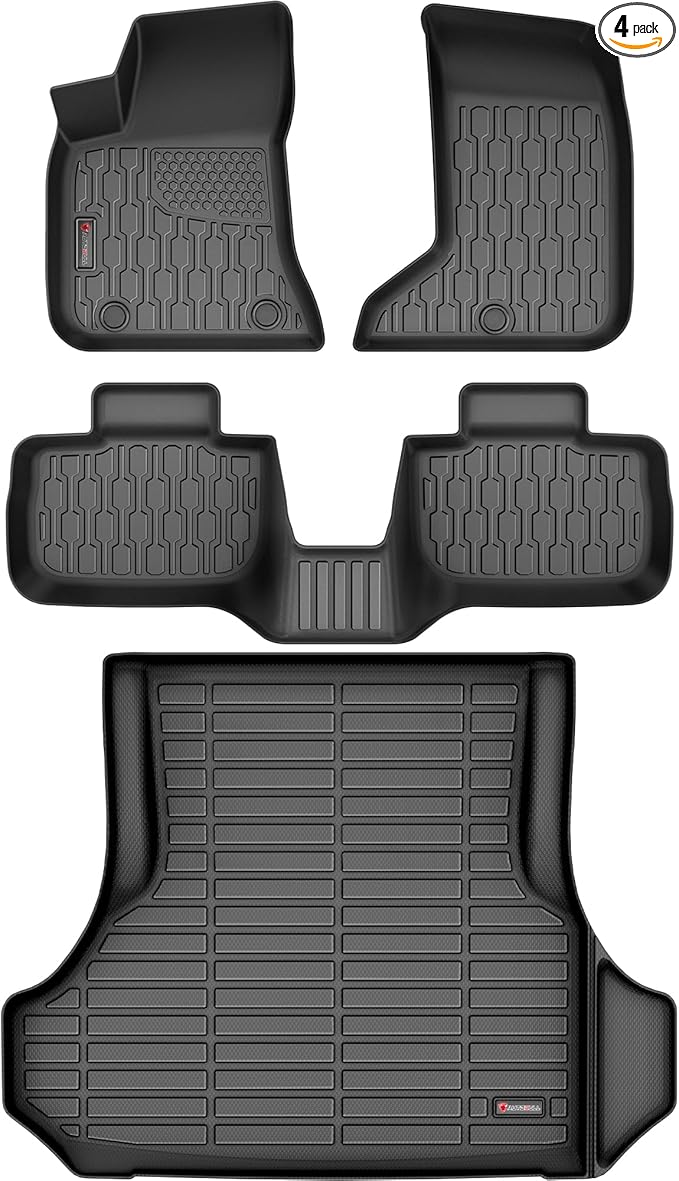 Floor Mats & Cargo Liner Compatible with 2011-2023 Dodge Charger AWD & Chrysler 300 All-Wheel Drive ONLY Cargo Mat, Full Set All Weather Protection 1st, 2nd Row Car Liners & Trunk Mat, Black
