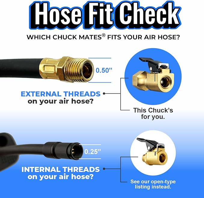 Chuck Mates Premium 1/4" NPT Quick-Connect Tire Inflator Chuck with SimpleSeal - Closed-Type (1 Pack)