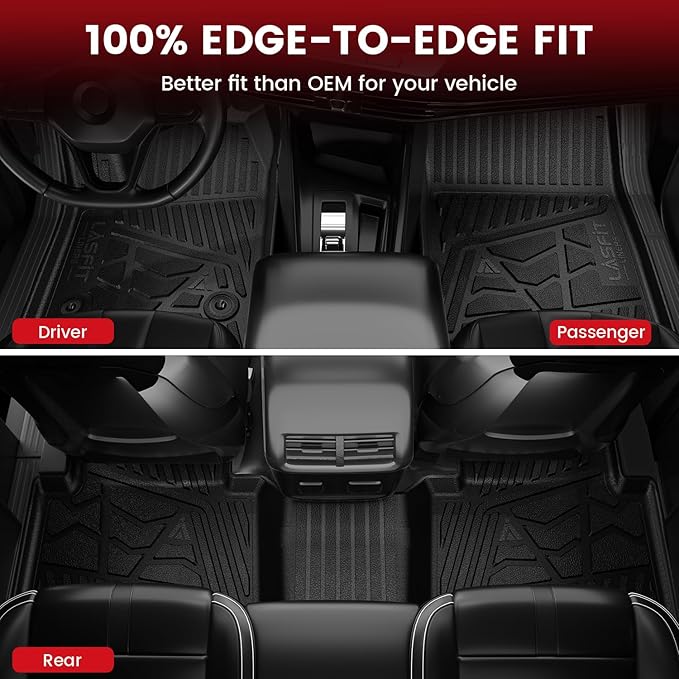 LASFIT Floor Mats for Chevrolet Chevy Colorado/GMC Canyon Crew Cab 2023 2024 2025 2026 (Fit Carpet Floor), All Weather TPE Custom Fit Floor Mats for Cars, 1st and 2nd Row Car Floor Mats Full Set