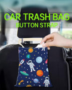 Car Trash Can, Durable Hanging Car Trash Garbage Bag, Cute Automotive Garbage Cans Organizer, Cute Blue Astronauts
