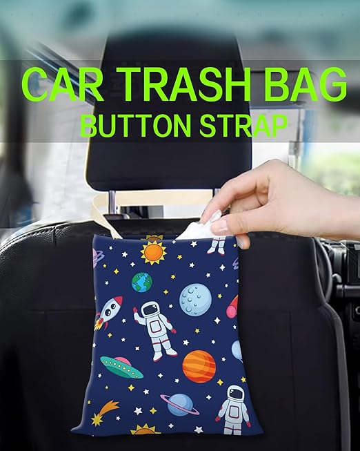 Car Trash Can, Durable Hanging Car Trash Garbage Bag, Cute Automotive Garbage Cans Organizer, Cute Blue Astronauts