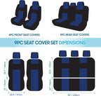 BDK PolyPro Car Seat Covers Full Set in Blue on Black, Front and Rear Split Bench Seat Covers for Cars, Easy to Install Car S
