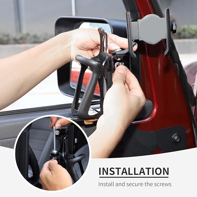 Linskip Door Cup Holder Expander Compatible with Jeep Wrangler JK JKU 2/4Door 2007-2010, 2 in 1 Multi-Function Cell Phone Mount, JK Interior Accessories(Black)